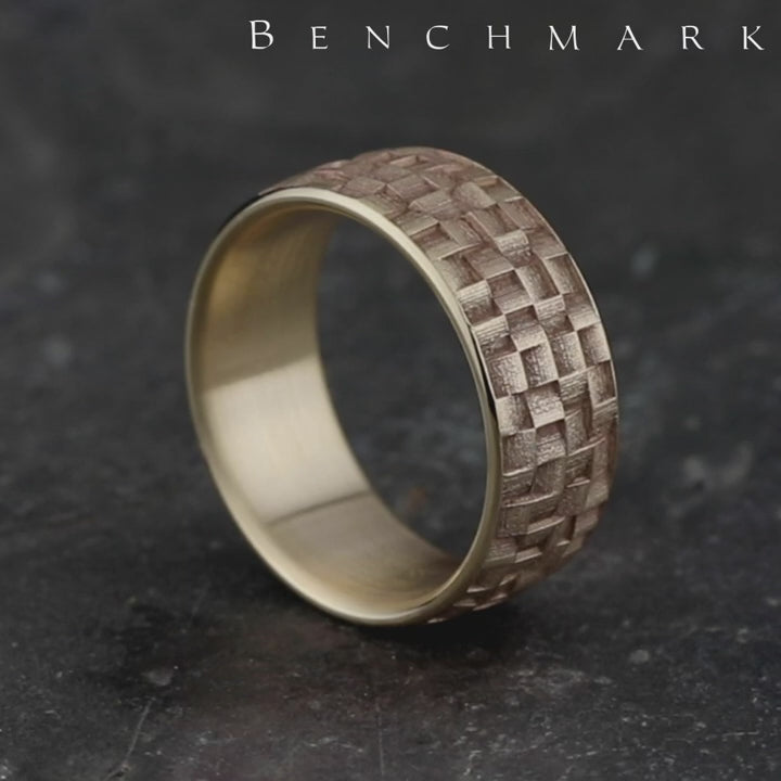 The Weaver Men's Wedding Band in 14K Yellow Gold - 9mm Width by Benchmark
