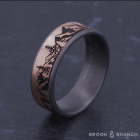 The Peak Men's Wedding Band in Grey Tantalum and 14K Rose Gold - 7.5mm Width by Brook and Branch