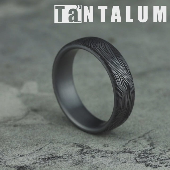 The Marble Men's Wedding Band in Grey Tantalum - 6.5mm Width by Tantalum