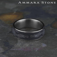 The Protector Men's Wedding Band in 14K White Gold and Darkened Tantalum - 7.5mm Width by Ammara Stone