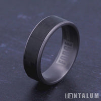 The Shadow Men's Wedding Band in Grey Tantalum and Black Carbon Fiber - 7.5mm Width by Tantalum