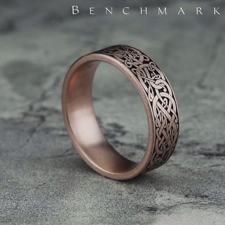 The Bergen Men's Wedding Band in 14K Rose Gold - 7mm Width by Benchmark