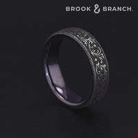 The Spur Men's Wedding Band in Grey/Black Titanium - 6.5mm Width by Brook and Branch
