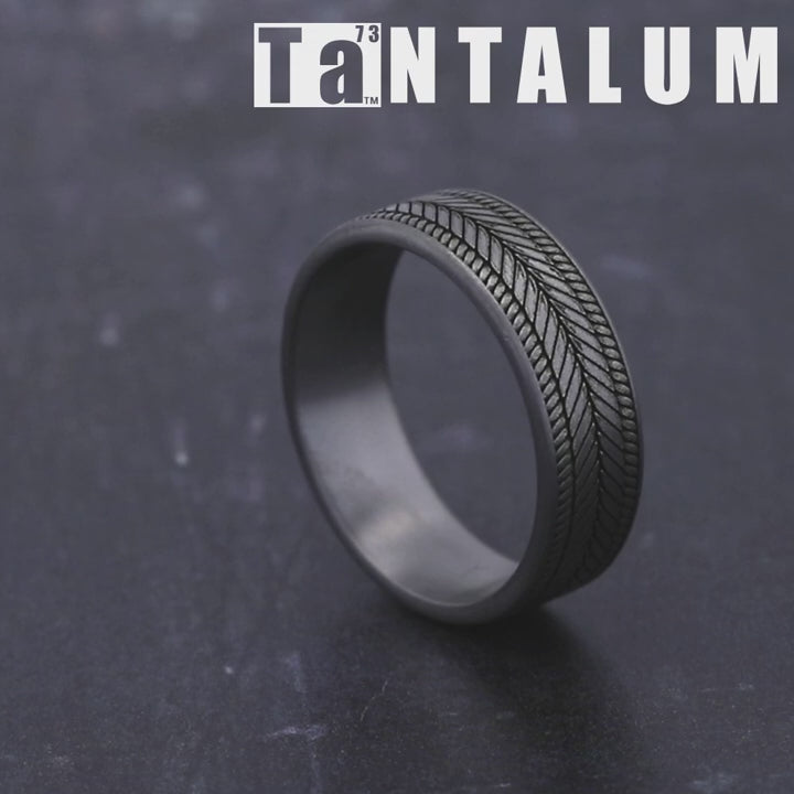 The Caprio Men's Wedding Band in Grey Tantalum - 7mm Width by Tantalum