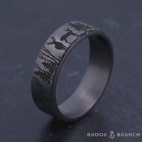 The Whitetail Men's Wedding Band in Grey Tantalum - 7mm Width by Brook and Branch