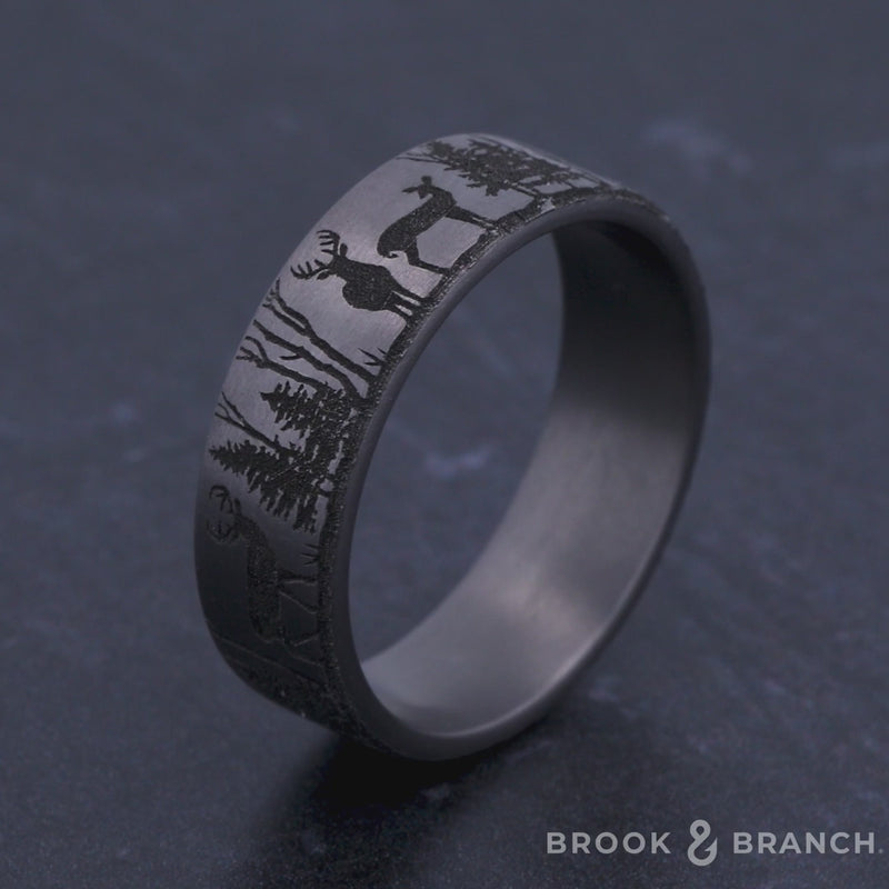 The Whitetail Men's Wedding Band in Grey Tantalum - 7mm Width by Brook and Branch