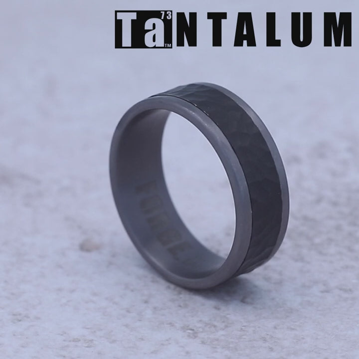 The Turner Men's Wedding Band in Grey Tantalum and Black Titanium - 8mm Width by Tantalum