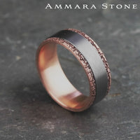 The Hadrian Men's Wedding Band in 14K Rose Gold and Grey Tantalum - 8mm Width by Ammara Stone