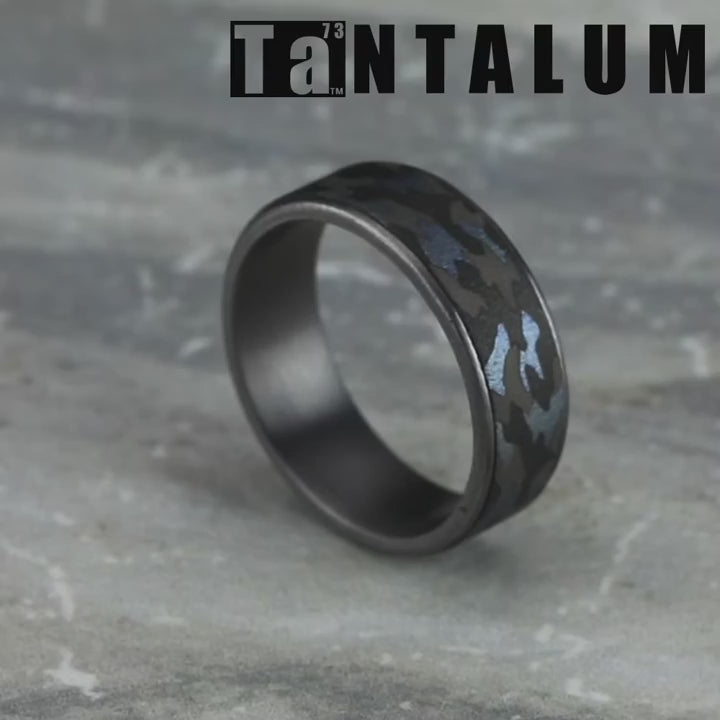 The Patriot Men's Wedding Band in Grey and Darkened Tantalum - 7.5mm Width by Tantalum
