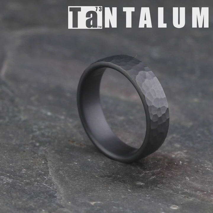 The Shredder Men's Wedding Band in Darkened Tantalum - 6.5mm Width by Tantalum