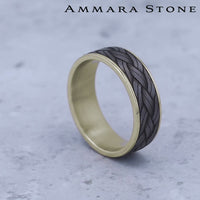 The Rope Men's Wedding Band in 14K Yellow Gold and Grey Tantalum - 7.5mm Width by Ammara Stone