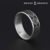 The 9Mm Men's Wedding Band in 14K White Gold and Grey/Black Titanium - 7.5mm Width by Brook and Branch
