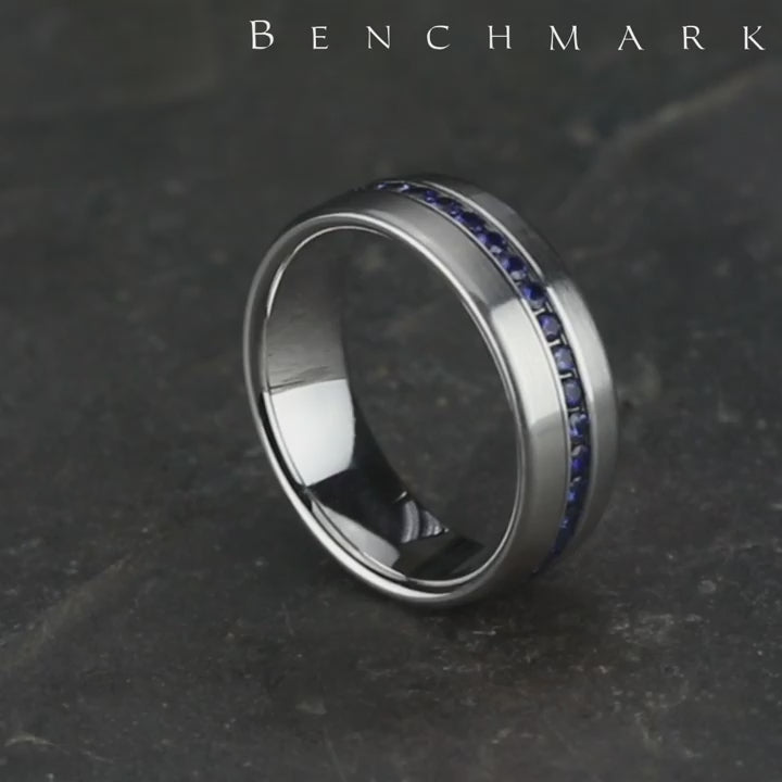 The Viscount Men's Wedding Band in 14K White Gold - 7.5mm Width by Benchmark