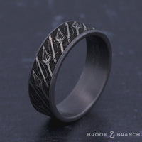 The Broadhead Men's Wedding Band in Grey Tantalum and Grey/Black Titanium - 7.5mm Width by Brook and Branch