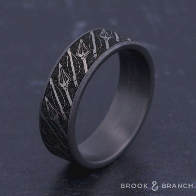 The Broadhead Men's Wedding Band in Grey Tantalum and Grey/Black Titanium - 7.5mm Width by Brook and Branch