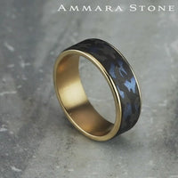 The Patriot Men's Wedding Band in 14K Yellow Gold and Grey Tantalum - 7.5mm Width by Ammara Stone