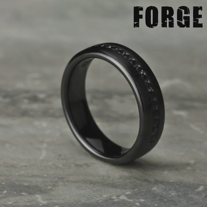 The Edison Men's Wedding Band in Black Titanium - 6.5mm Width by Forge