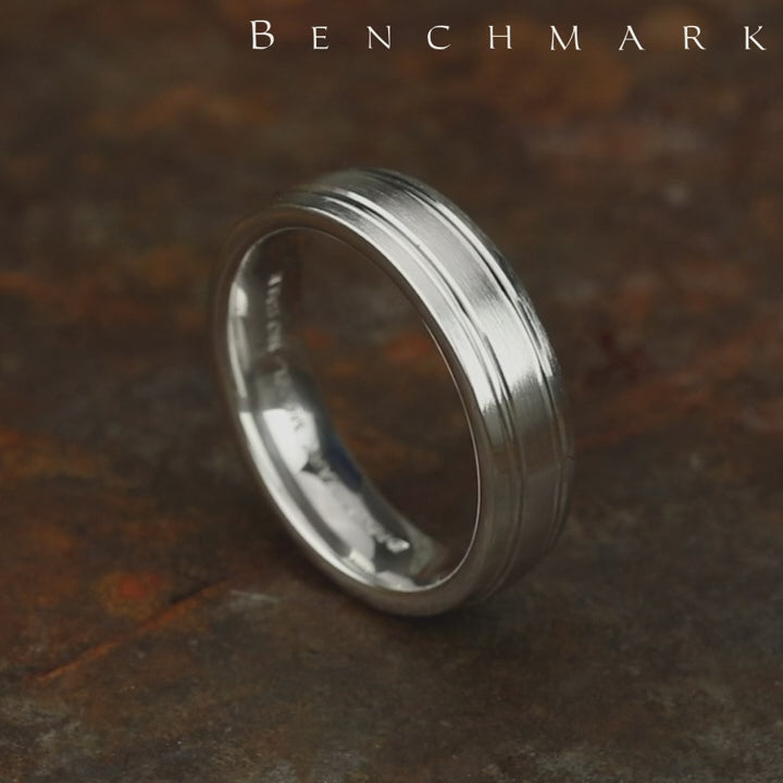 The Pulse Men's Wedding Band in 14K White Gold - 6.5mm Width by Benchmark