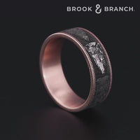 The Arrowhead Men's Wedding Band in 14K Rose Gold and Grey/Black Titanium - 7.5mm Width by Brook and Branch