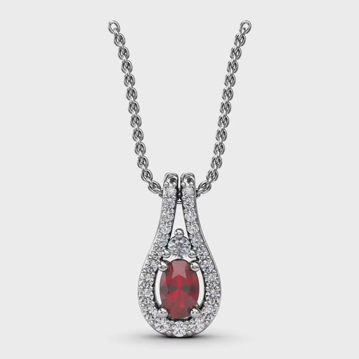 Fana - Halo Teardrop Ruby and Diamond Pendant - P1434R - Available in 14K Gold (White, Yellow or Rose)
