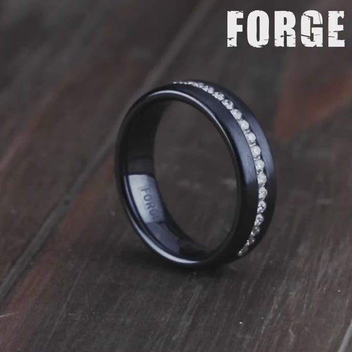 The Abe Men's Wedding Band in Black Titanium - 6.5mm Width by Forge