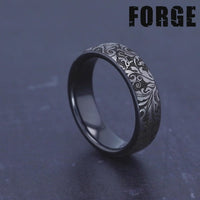 The Vine Men's Wedding Band in Grey and Black Titanium - 6.5mm Width by Forge