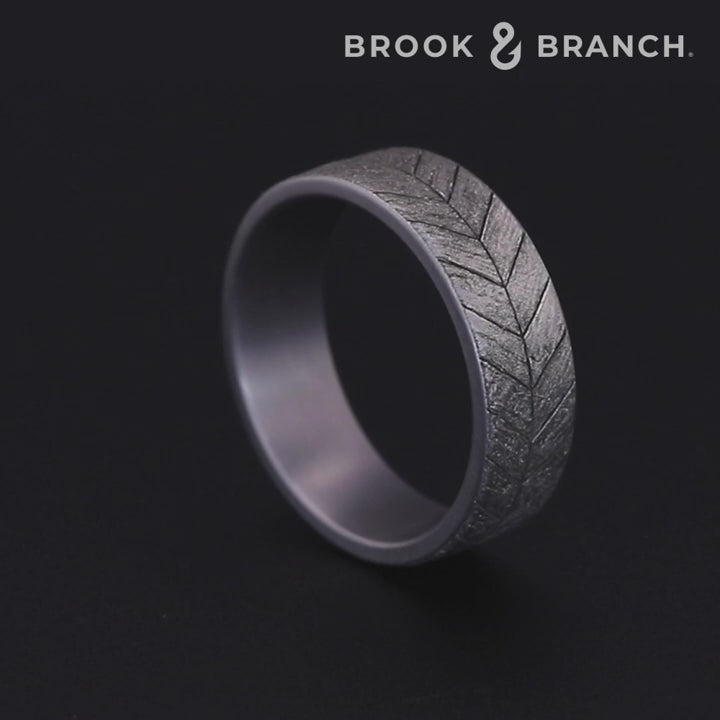 The Chevron Men's Wedding Band in Grey Tantalum - 7mm Width by Brook and Branch