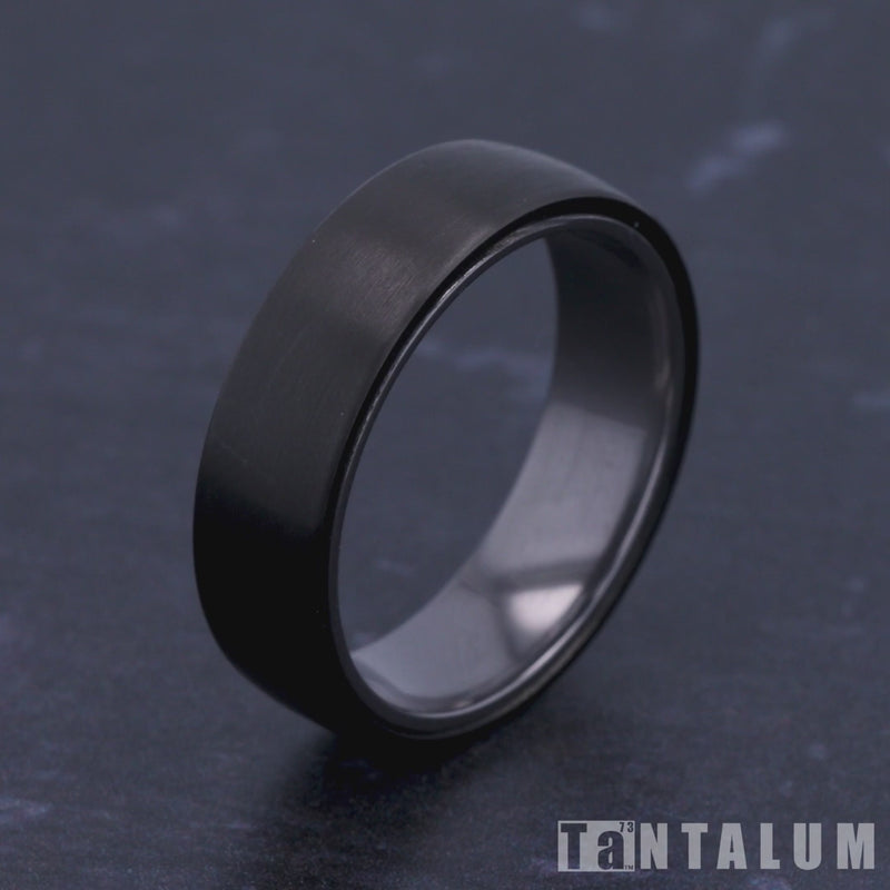The Baron Men's Wedding Band in Grey Tantalum and Black Titanium - 6.5mm Width by Tantalum