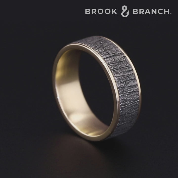 The Hazel Men's Wedding Band in 14K Yellow Gold and Grey Tantalum - 7.5mm Width by Brook and Branch