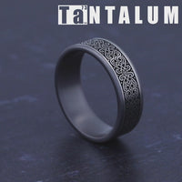The Mihrab Men's Wedding Band in Grey Tantalum and Grey/Black Titanium - 7.5mm Width by Tantalum