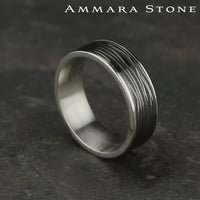 The Dryad Men's Wedding Band in 14K White Gold and Black Titanium - 7.5mm Width by Ammara Stone
