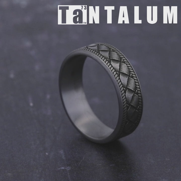 The Basket Men's Wedding Band in Grey Tantalum - 7mm Width by Tantalum