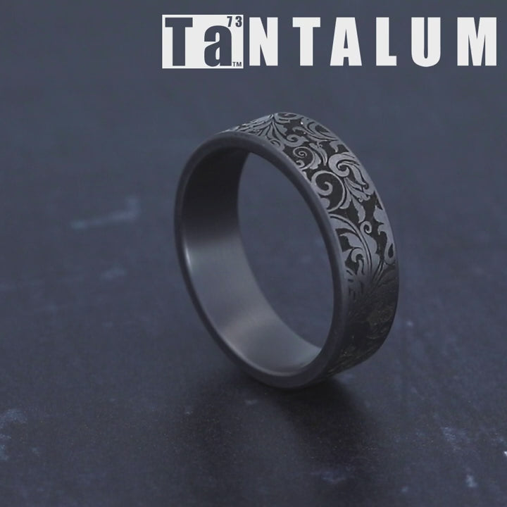 The Vine Men's Wedding Band in Grey Tantalum - 7mm Width by Tantalum