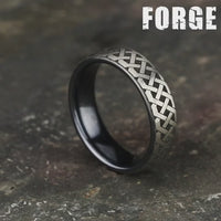 The Adare Men's Wedding Band in Grey/Black Titanium - 6.5mm Width by Forge