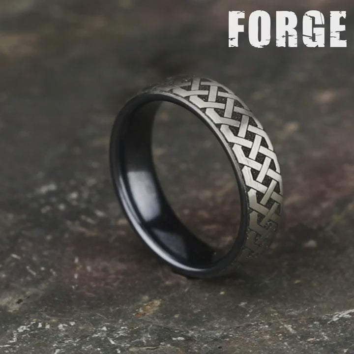 The Adare Men's Wedding Band in Grey/Black Titanium - 6.5mm Width by Forge