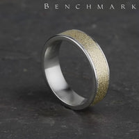 The Sergeant Men's Wedding Band in 14K White and Yellow Gold - 6.5mm Width by Benchmark