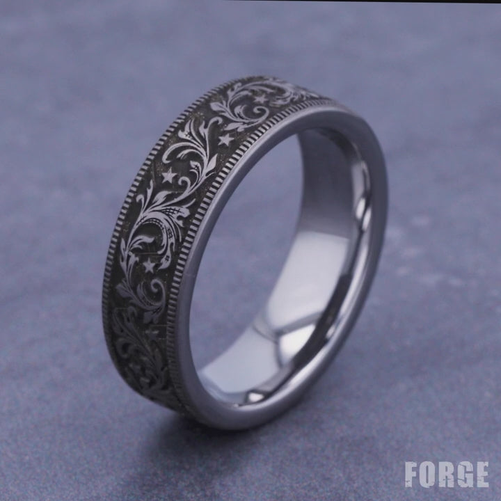 The Spur Men's Wedding Band in Tungsten - 7mm Width by Forge