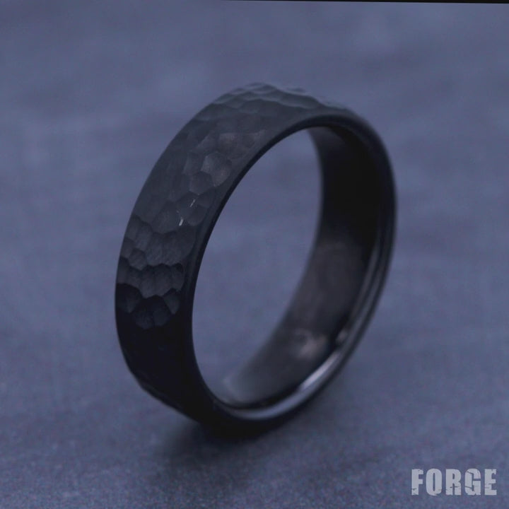 The Shredder Men's Wedding Band in Black Titanium - 6.5mm Width by Forge