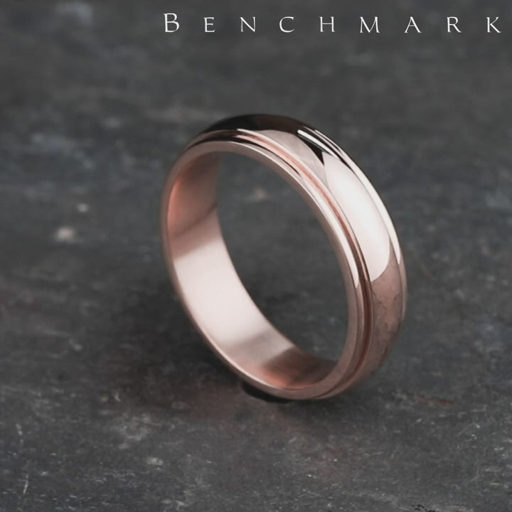 The Atlas Men's Wedding Band in 14K Rose Gold - 6.5mm by Benchmark