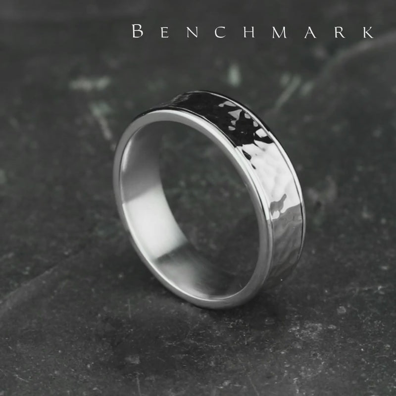 The Slater Men's Wedding Band in 14K White Gold - 6.5mm Width by Benchmark