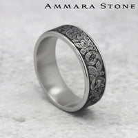 The Embassy Men's Wedding Band in 14K White Gold and Grey Tantalum - 7.5mm Width by Ammara Stone