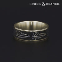 The American Men's Wedding Band in 14K Yellow Gold and Grey-Black Titanium - 7.5mm Width by Brook and Branch