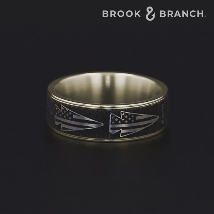 The American Men's Wedding Band in 14K Yellow Gold and Grey-Black Titanium - 7.5mm Width by Brook and Branch