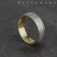 The Killarney Men's Wedding Band in 14K Yellow and White Gold - 6.5mm Width by Benchmark
