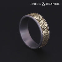 The 9Mm Men's Wedding Band in Grey Tantalum and 14K Yellow Gold - 7.5mm Width by Brook and Branch