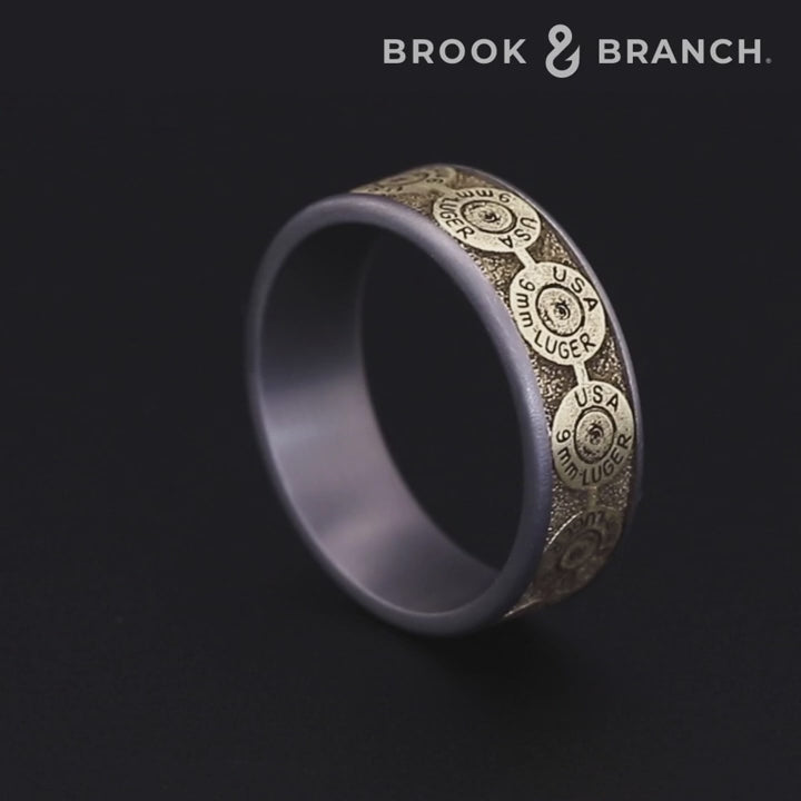 The 9Mm Men's Wedding Band in Grey Tantalum and 14K Yellow Gold - 7.5mm Width by Brook and Branch