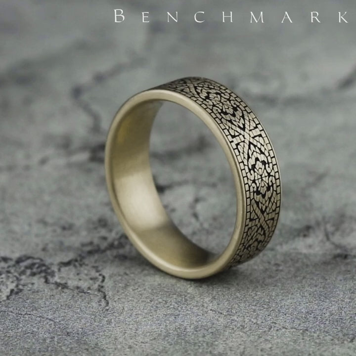 The Burano Men's Wedding Band in 14K Yellow Gold - 7mm Width by Benchmark