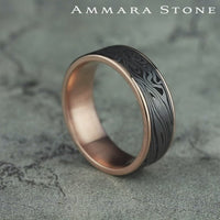 The Birds Eye Men's Wedding Band in 14K Rose Gold and Grey Tantalum - 7.5mm Width by Ammara Stone