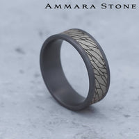 The Nile Men's Wedding Band in Grey Tantalum and 14K White Gold - 8mm Width by Ammara Stone