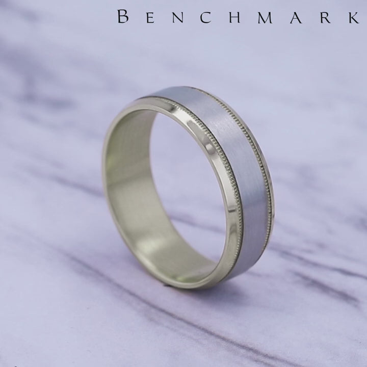 The Sage Men's Wedding Band in 10K Yellow and White Gold - 7mm Width by Benchmark